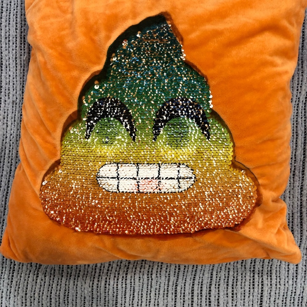 Emoji flippable sequin pillow